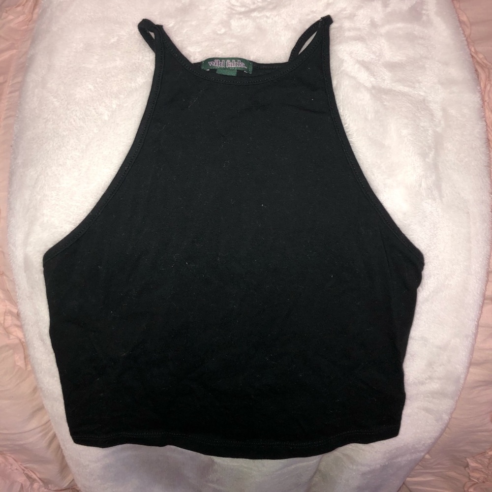 Black High Neck Crop Top
